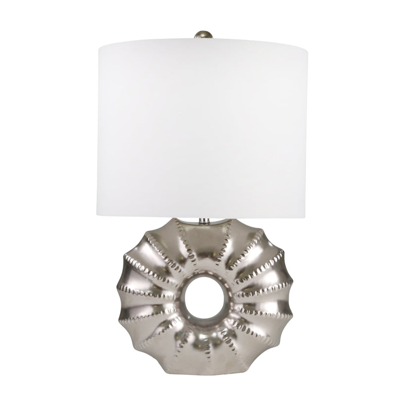 Ceramic 25" Ridged Ring Tablelamp, Silver