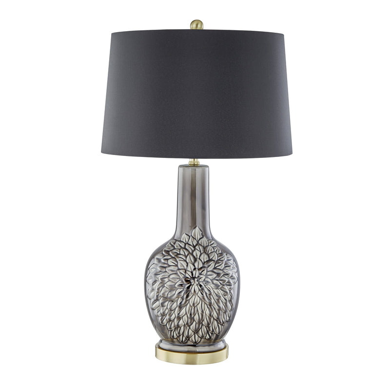 Ceramic 31" Embossed Floral Table Lamp, Gray