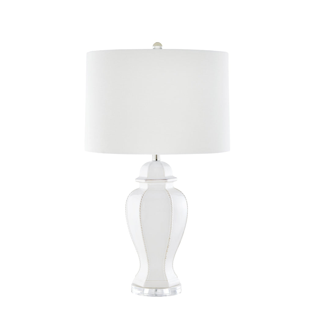 Ceramic 31" Rope Embossed Table Lamp, Cream
