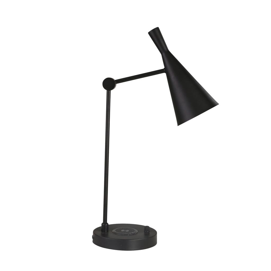 Metal 26" Task Lamp W/Wifi Charger, Black