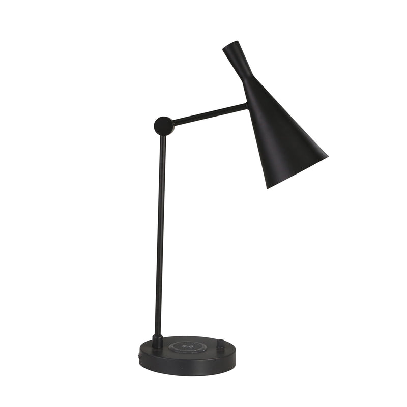 Metal 26" Task Lamp W/Wifi Charger, Black