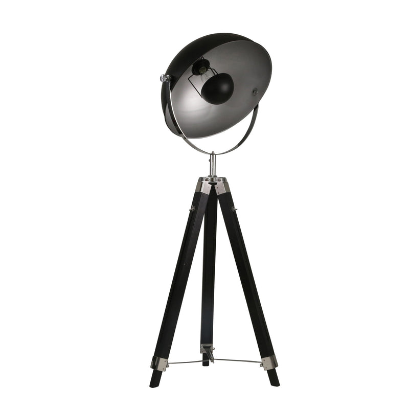 Wood 65" Tripod "Spot Light" Floor Lamp, Black
