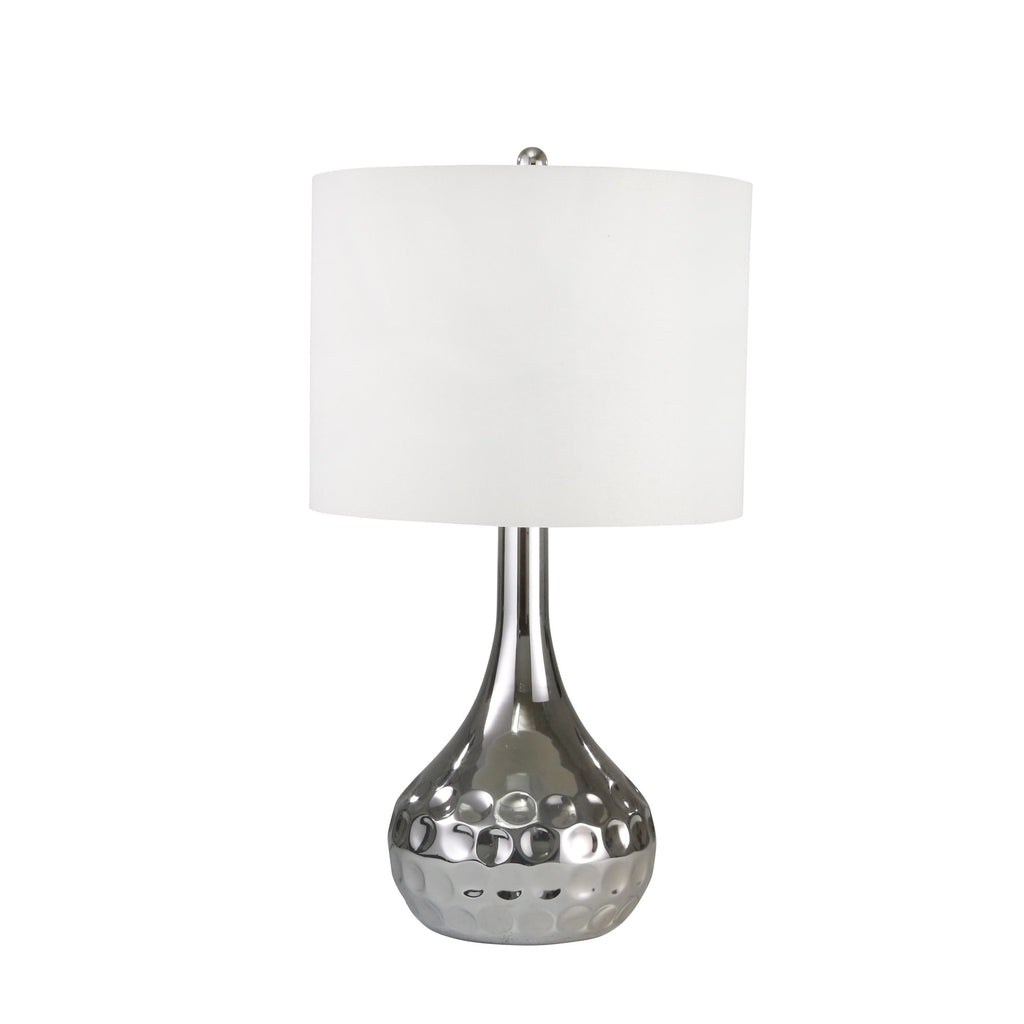 Metal 30" Tear Drop Table Lamp, Silver