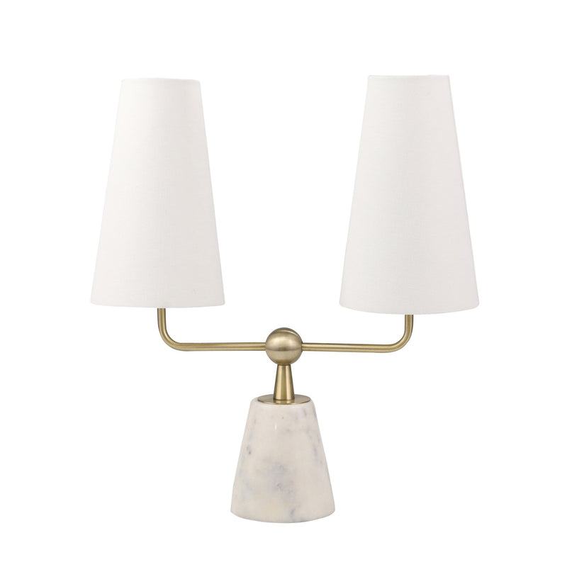 Marble / Metal 23" Twin Lighttable Lamp, White