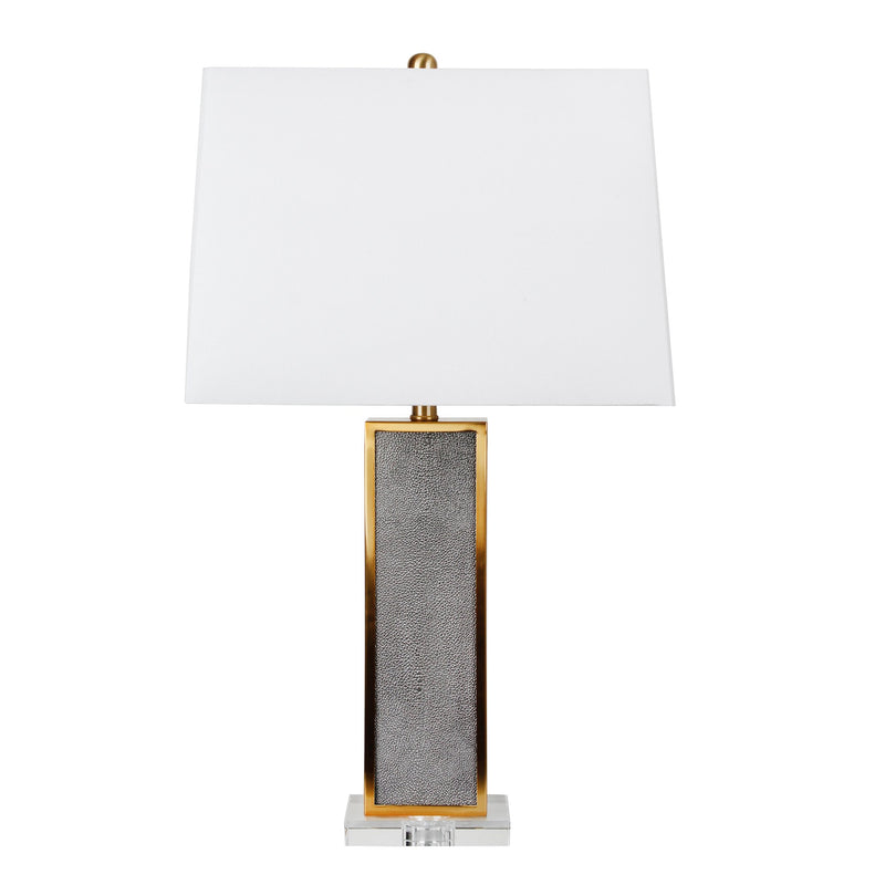 Metal 29" Table Lamp On Crystal Base, Gray