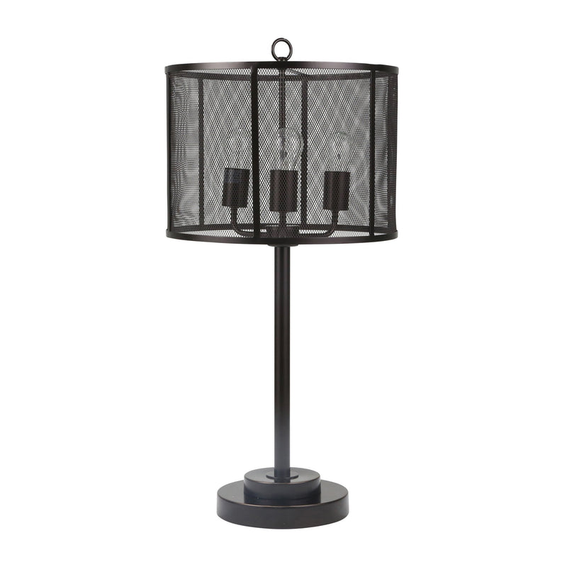 Metal 29" Mesh  Shade Table Lamp, Black - Kd