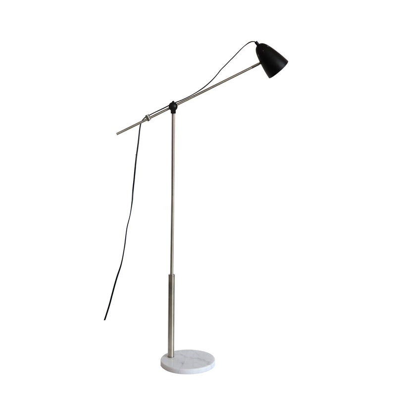 Metal 61" Floor Lamp W/Marblebase, Silver