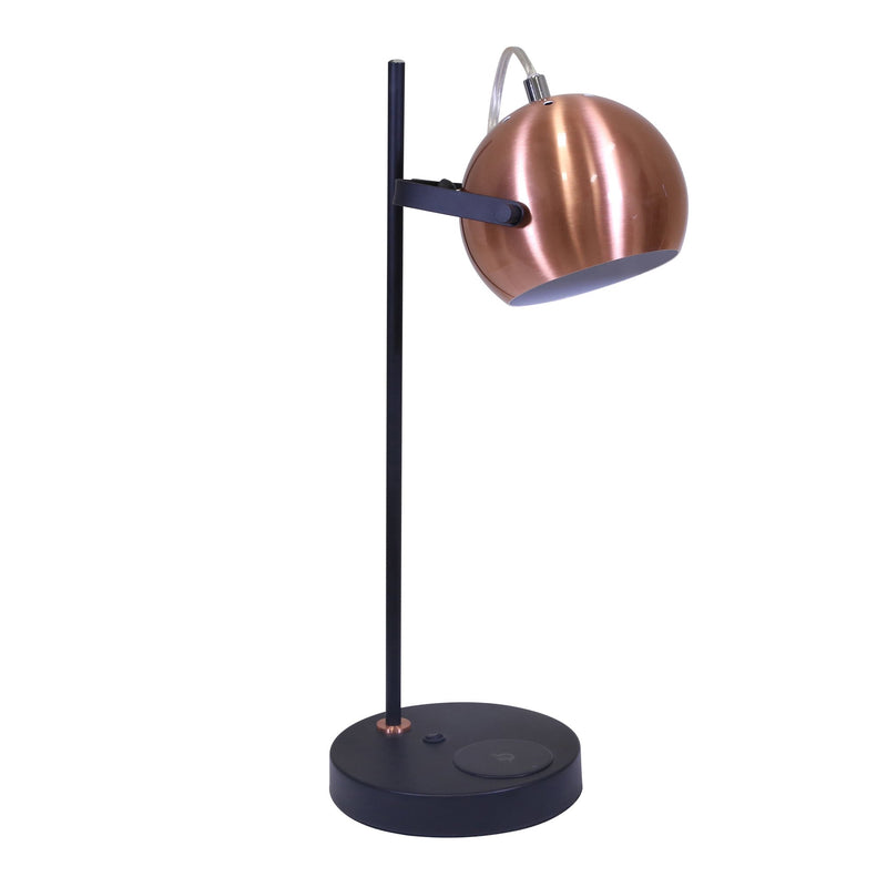 Metal 20" Task Lamp, Matt Black, W/Wireless Charger & Usb