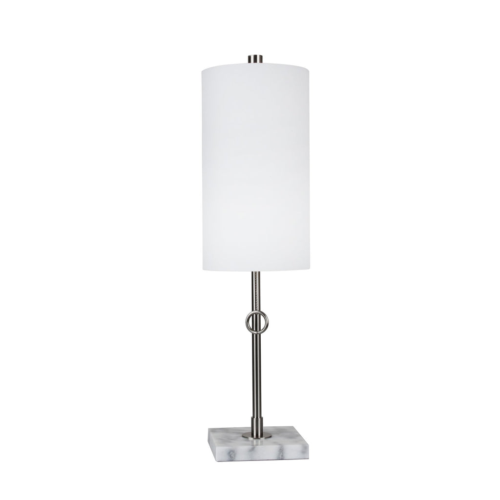 Metal 25" Table Lamp With Marbel Base, Silver