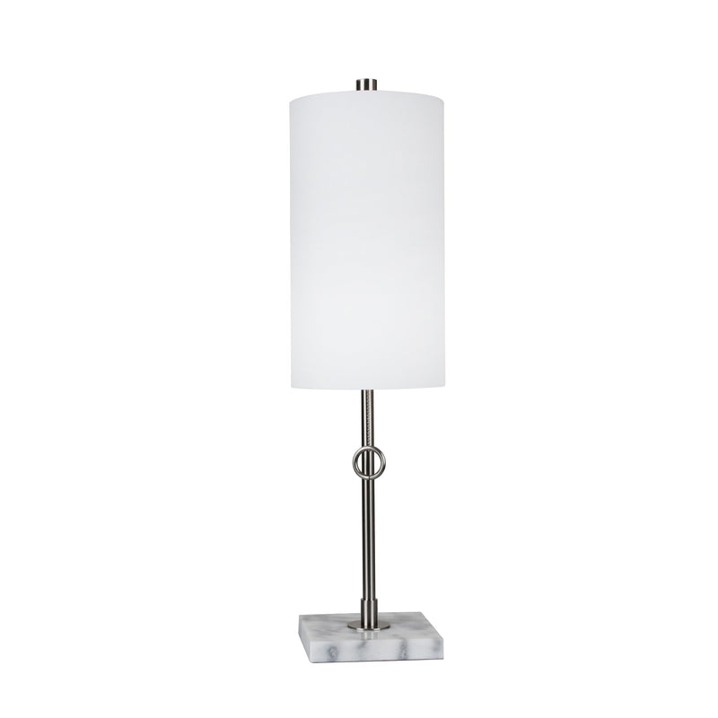Metal 25" Table Lamp With Marbel Base, Silver
