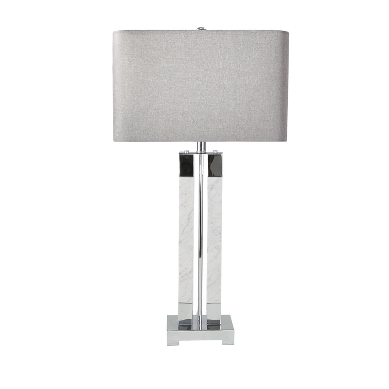Marble 34" Twin Column Table Lamp, White