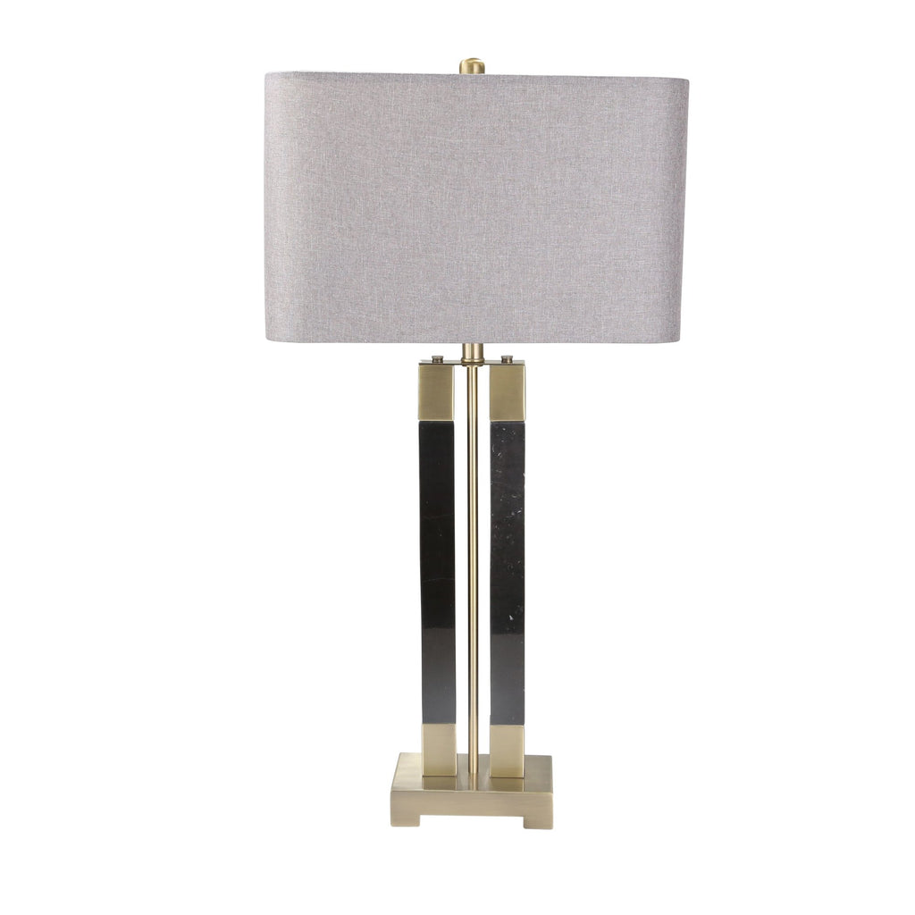 Marble 34" Twin Column Table Lamp, Black