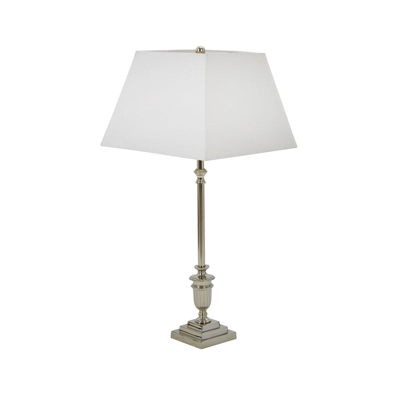 Aluminum 19" Square Base Tablelamp, Silver