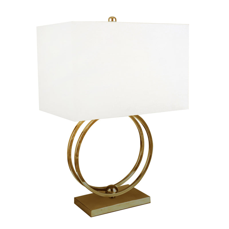 Metal 28" Double Circle Tablelamp, Gold
