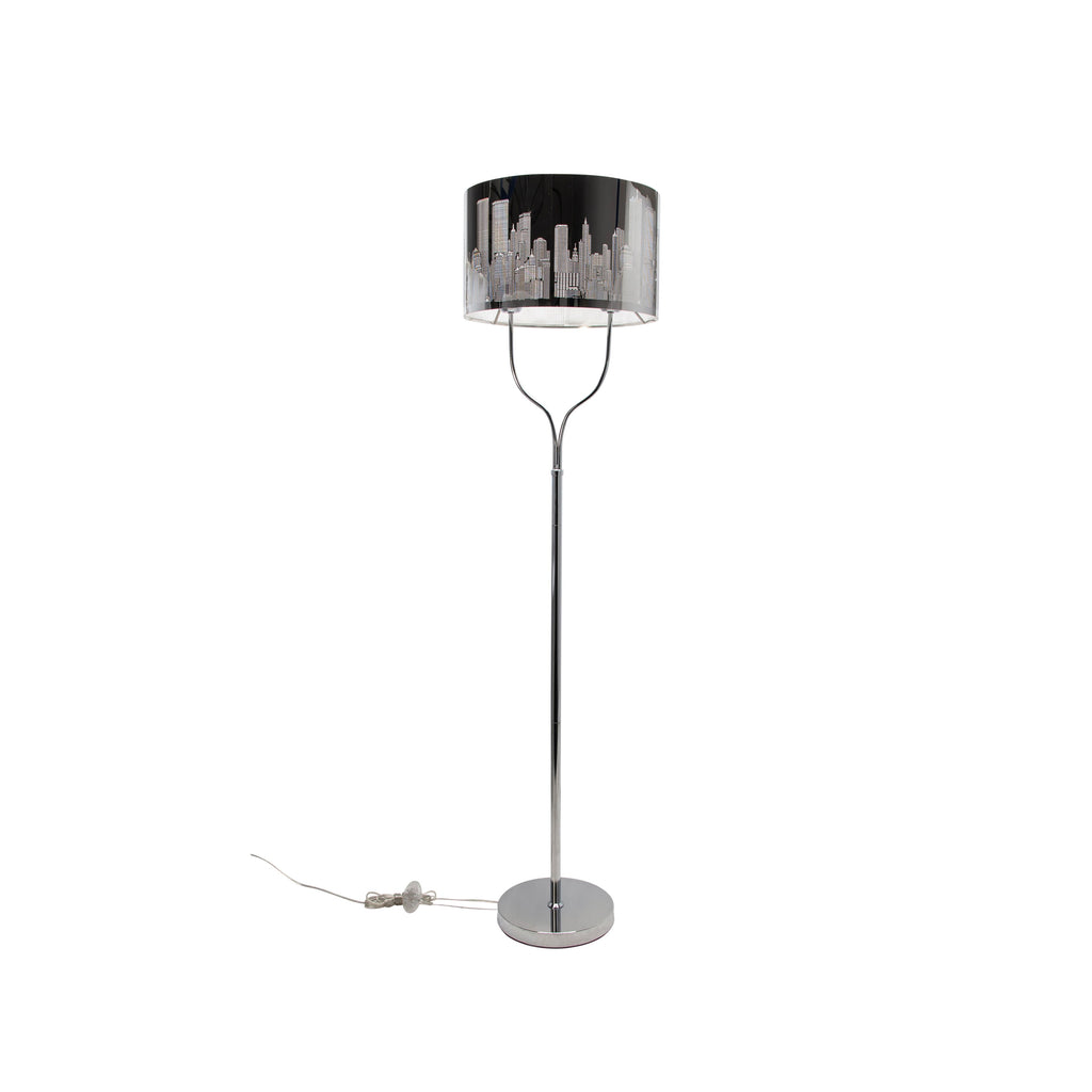 Stainless Steel 59" Floor Lamp, Double Bulb, Silver-Kd