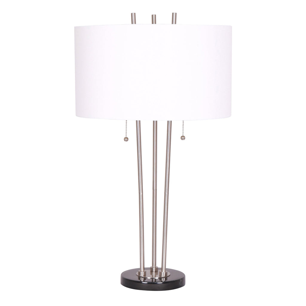 Metal 29" 3 Post, Double Bulbtable Lamp, Marble Base