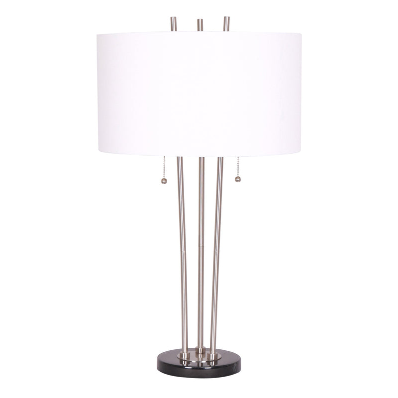 Metal 29" 3 Post, Double Bulbtable Lamp, Marble Base