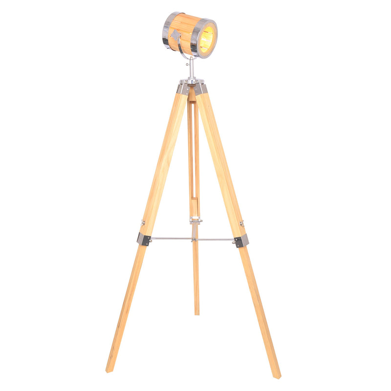 Wood 55" Adjustable Tripod Floor Lamp, Natural-Kd