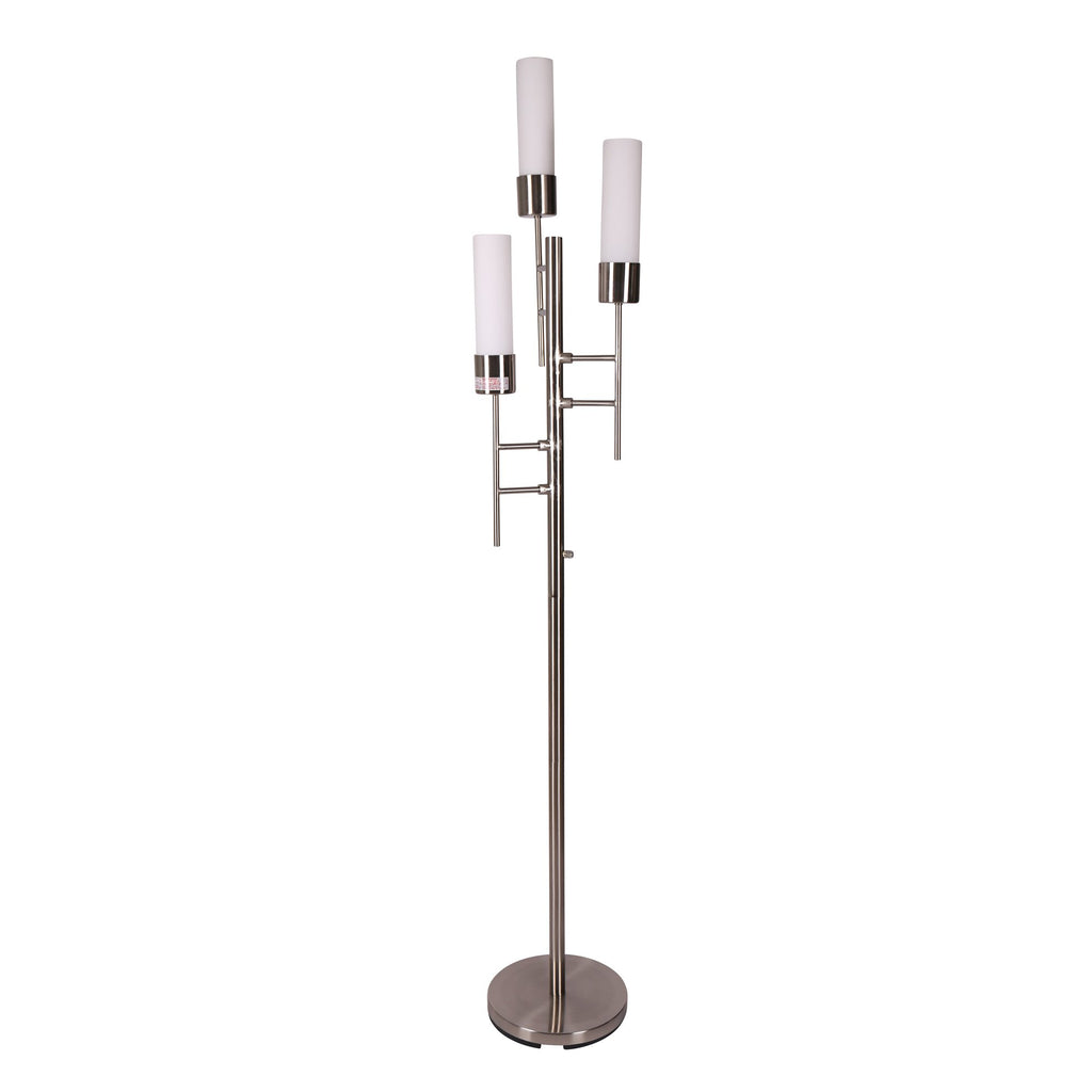 Metal 70" Floor Lamp With 3 Lights, Silver-Kd