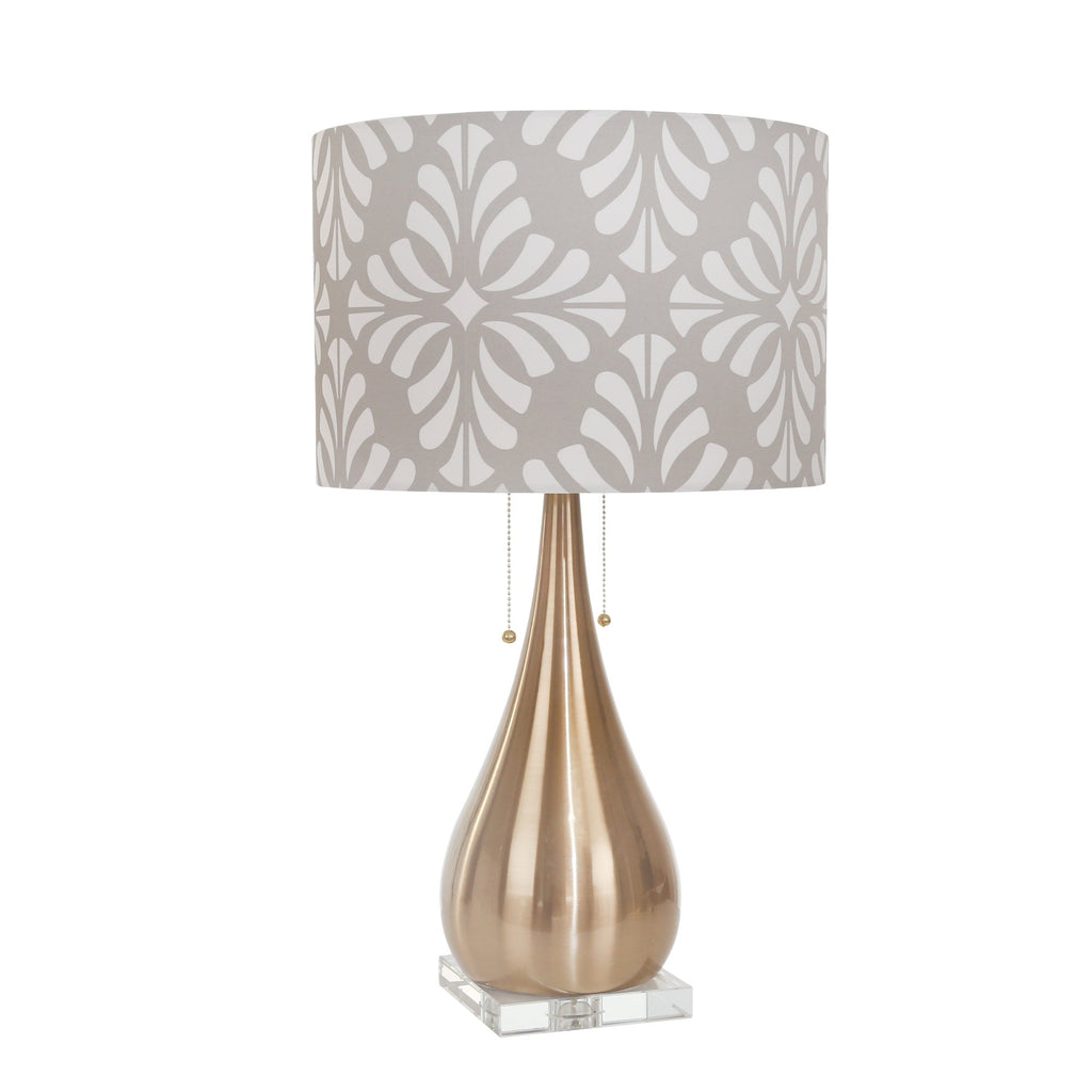 Metal 29" Table Lamp, W/Printshade, Gold