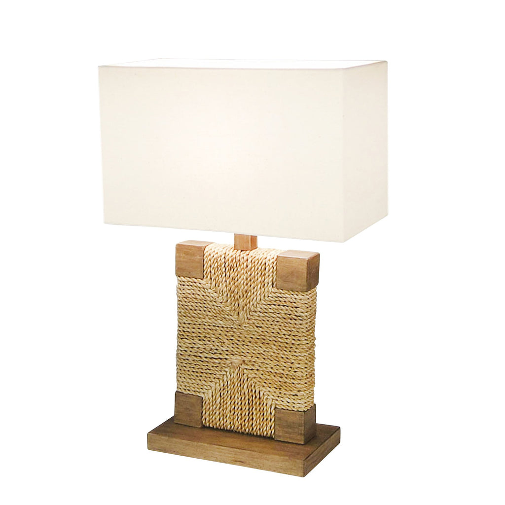 Wood 21" Woven Table Lamp, Natural