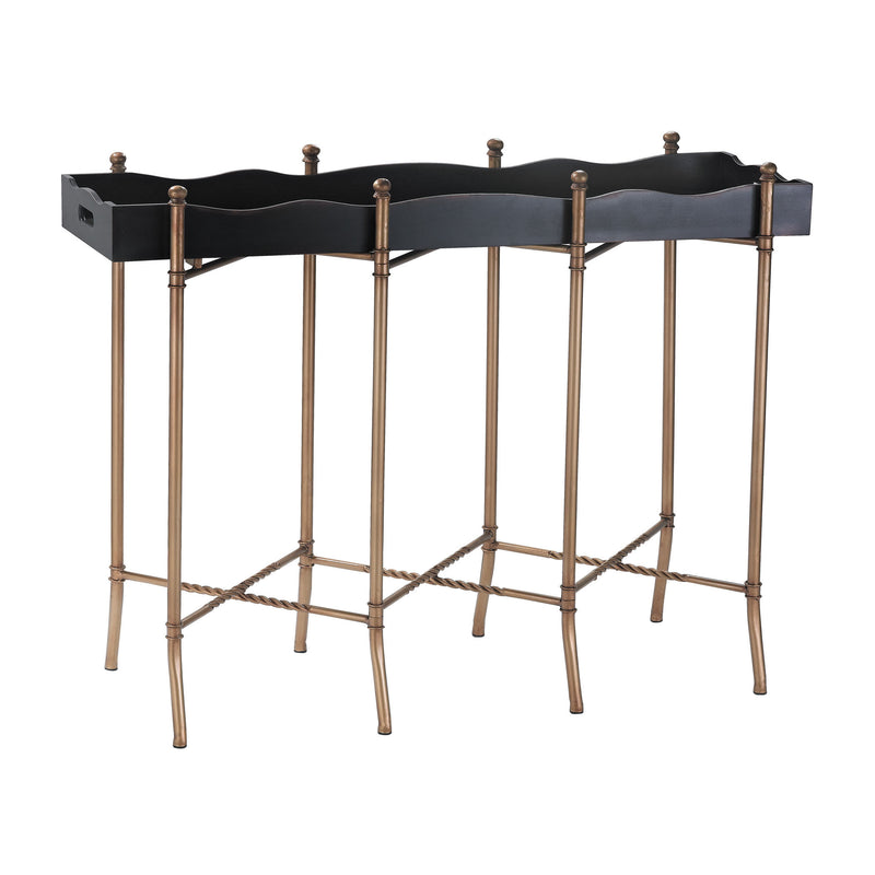 51-016 Black & Gold Tray Style Console Console - RauFurniture.com