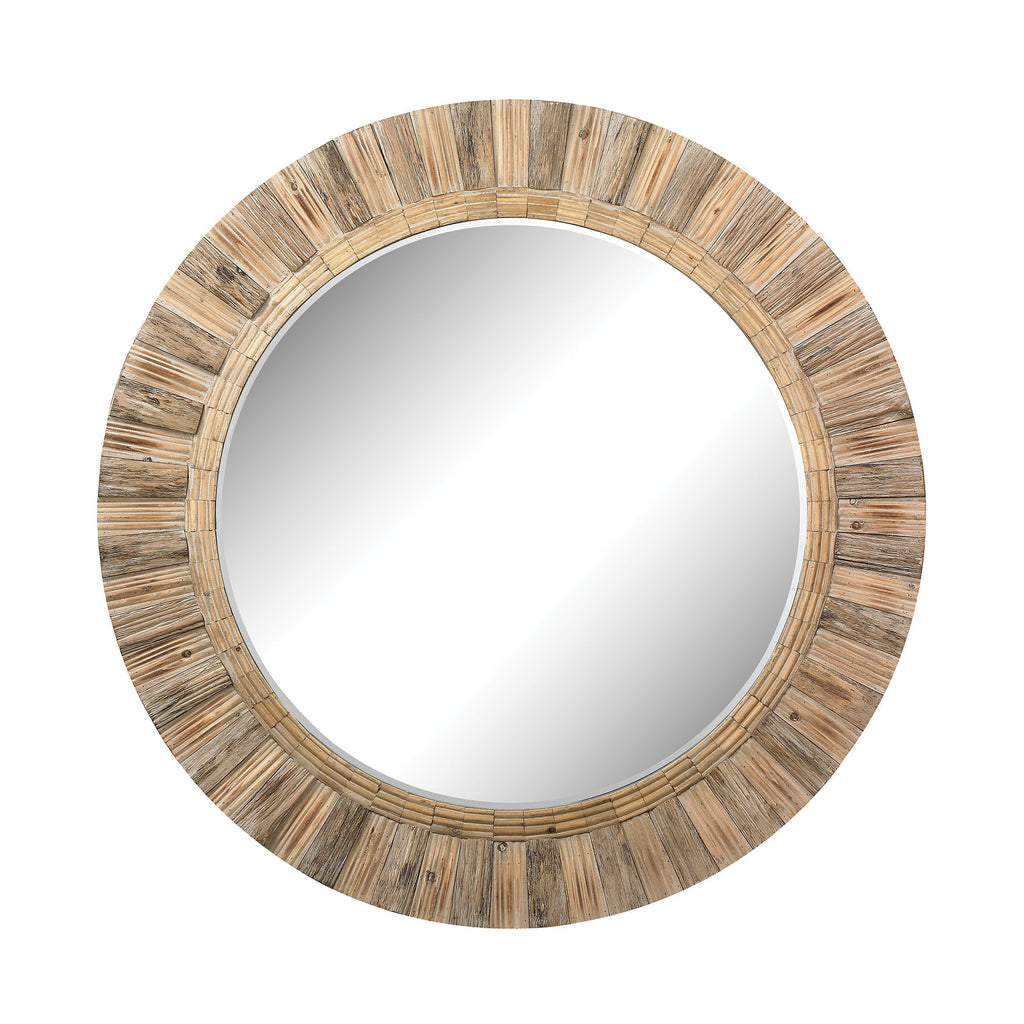 51-10163 Oversized Round Wood Mirror Mirror - RauFurniture.com