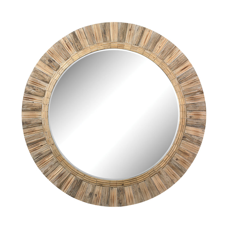 51-10163 Oversized Round Wood Mirror Mirror - RauFurniture.com