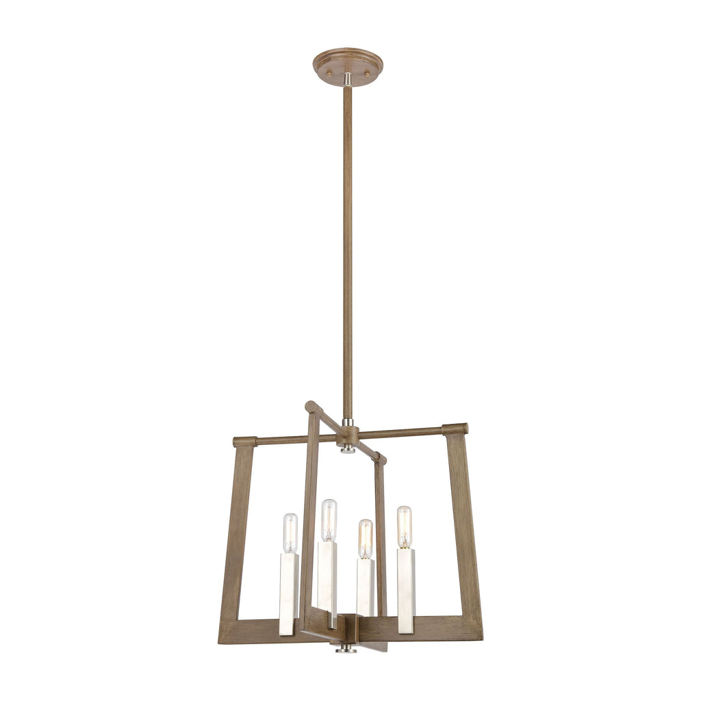 Axis - Chandelier - Light Wood, Satin Nickel, Satin Nickel