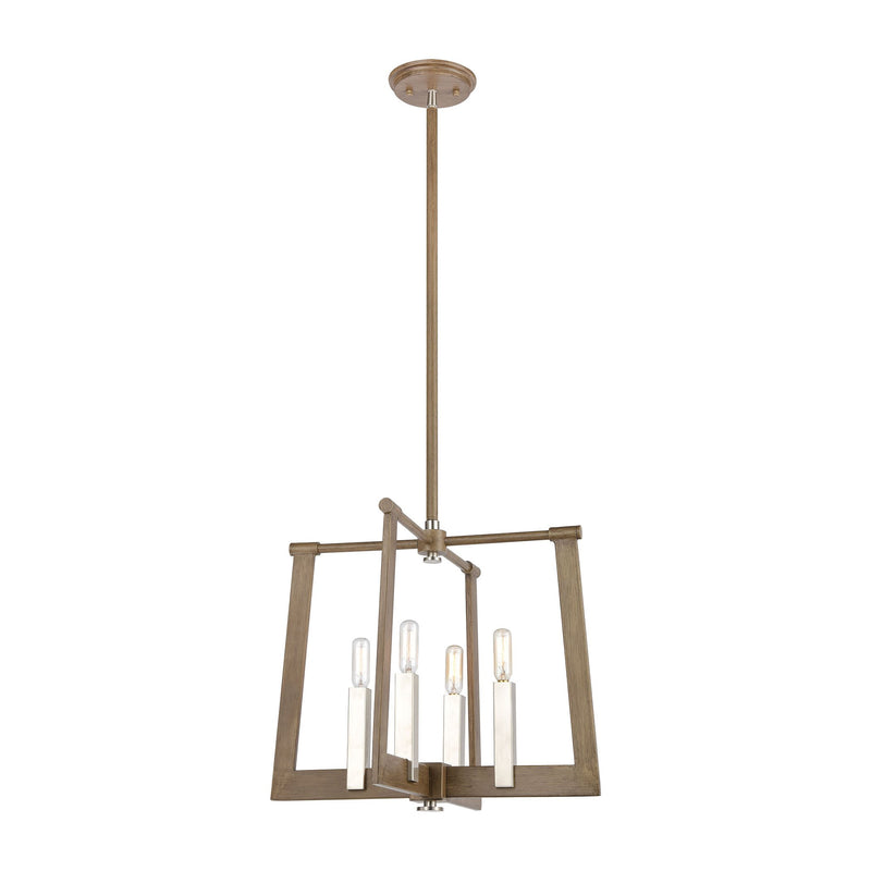 Axis - Chandelier - Light Wood, Satin Nickel, Satin Nickel