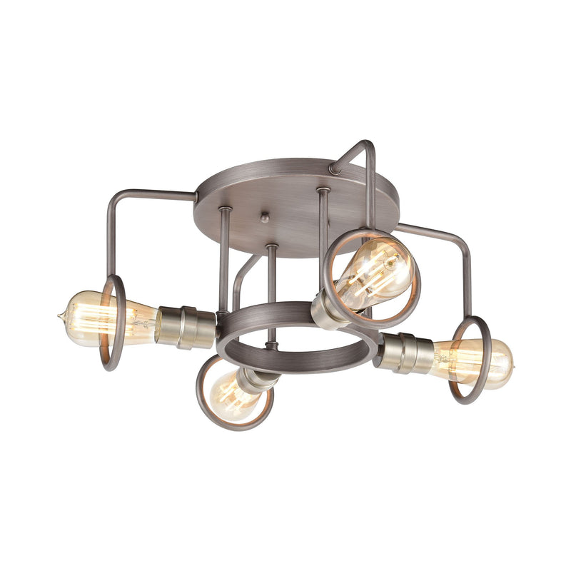 Billings - Semi Flush Mount - Weathered Zinc, Satin Nickel, Satin Nickel