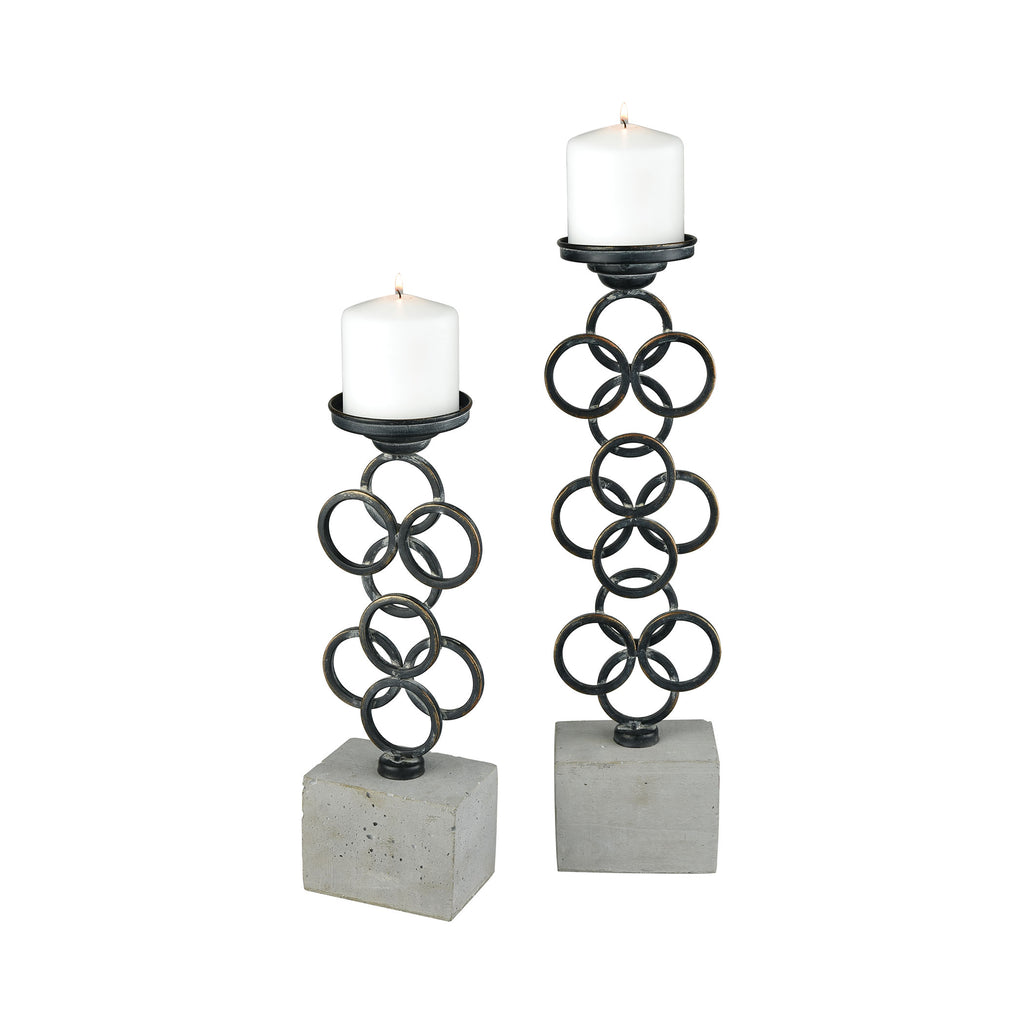 571183 - Indigo Set of 2 Pillar Holders