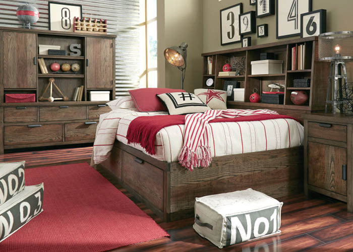 5900 Fulton - Complete Lounge Bed with Bookcase Headboard and Storage Footboard - Twin Youth Bedroom - RauFurniture.com