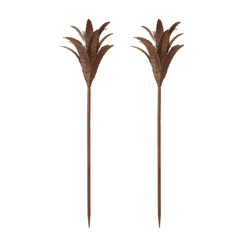 594042/S2 Rust Iron Leaf Stem - Set of 2 Accessory - RauFurniture.com