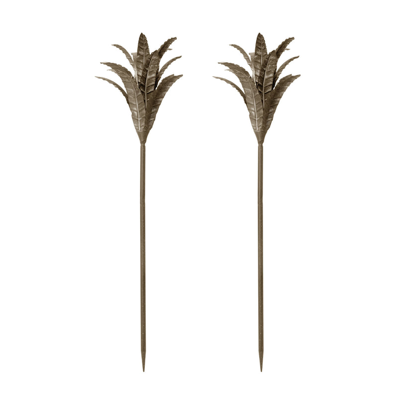 594043/S2 Aged Silver Iron Leaf Stem - Set of 2 Accessory - RauFurniture.com