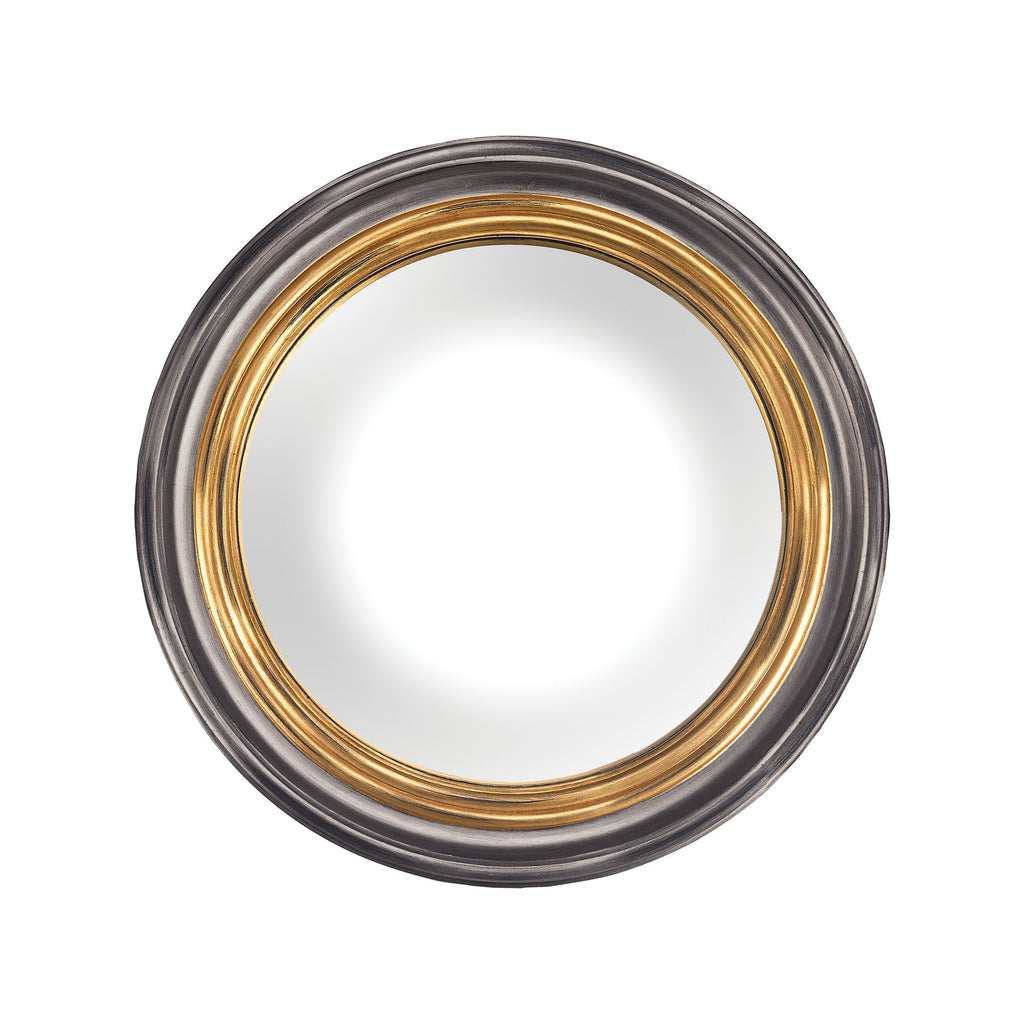 6100-029 Barcelona Composite Frame Convex Wall Mirror In Belgian Black And Gold - Free Shipping! Mirror - RauFurniture.com