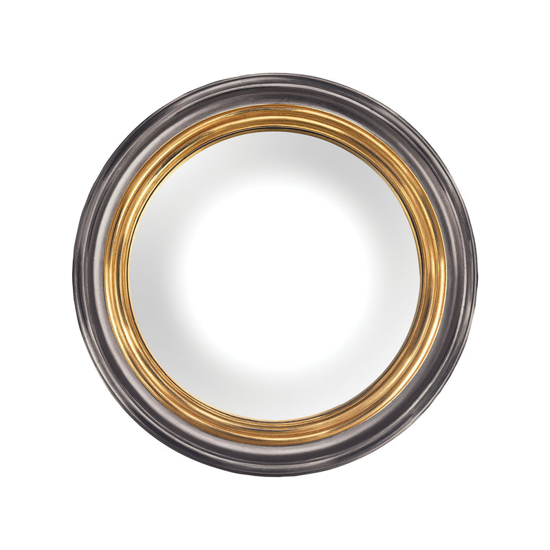 6100-029 Barcelona Composite Frame Convex Wall Mirror In Belgian Black And Gold - Free Shipping! Mirror - RauFurniture.com