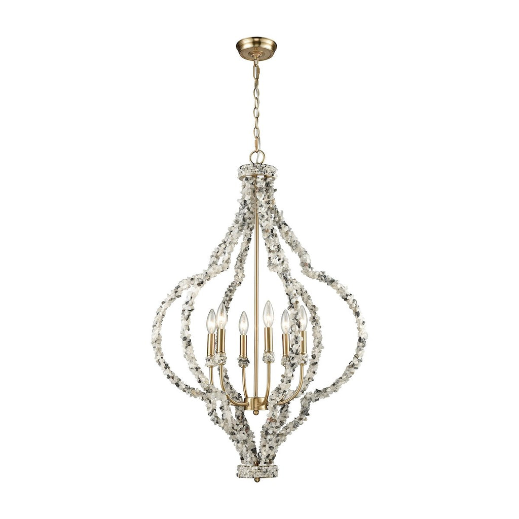 Agate Stones - Chandelier - Satin Brass