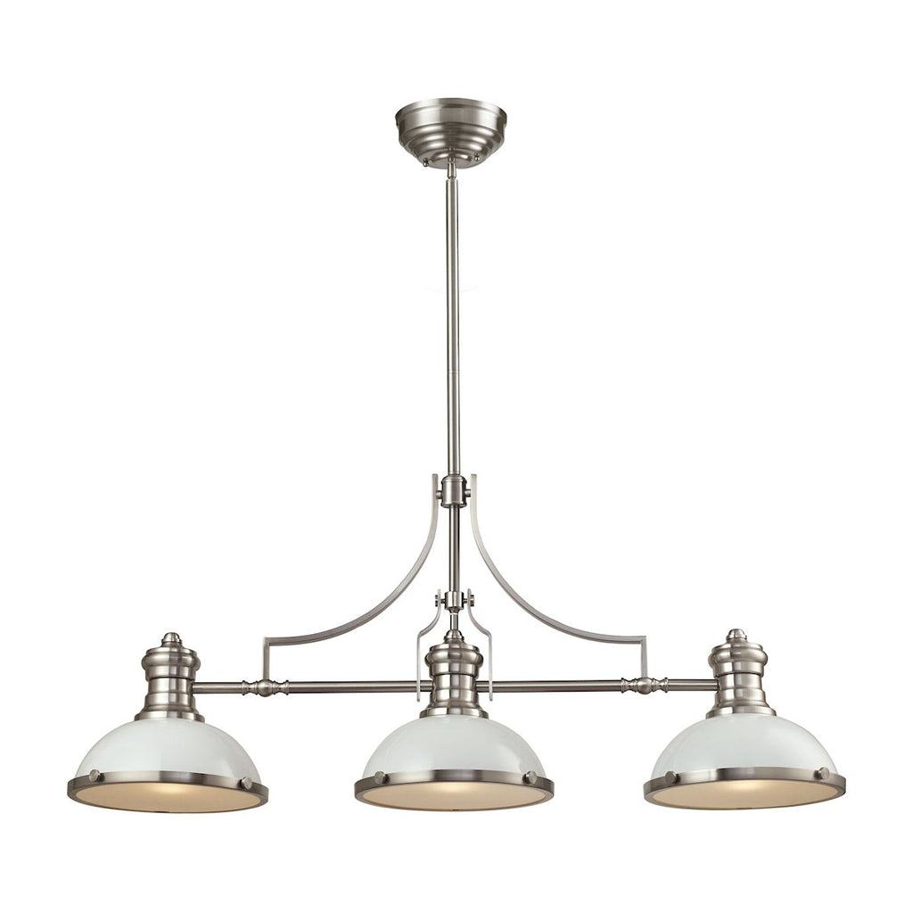 Chadwick - Island Light - Gloss White, Satin Nickel, Satin Nickel