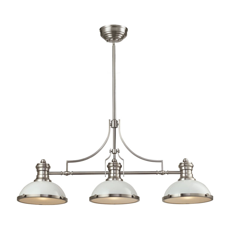 Chadwick - Island Light - Gloss White, Satin Nickel, Satin Nickel