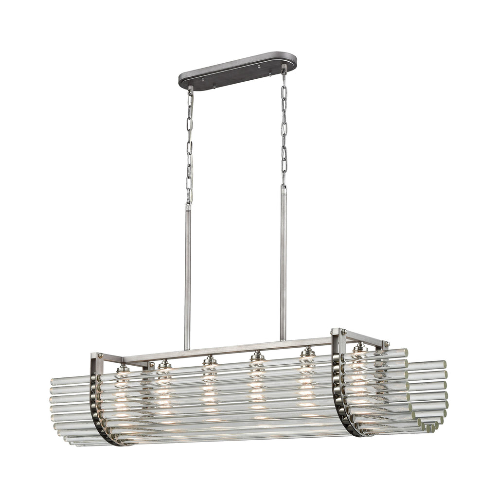 Crystal Rods - Chandelier - Weathered Zinc, Polished Nickel, Polished Nickel