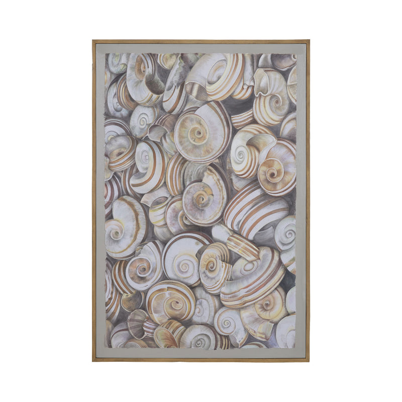 7011-375 Nicobar 48-Inch Hand Painted Canvas Wall Decor with Tan Mahogany Frame Wall Decor - RauFurniture.com