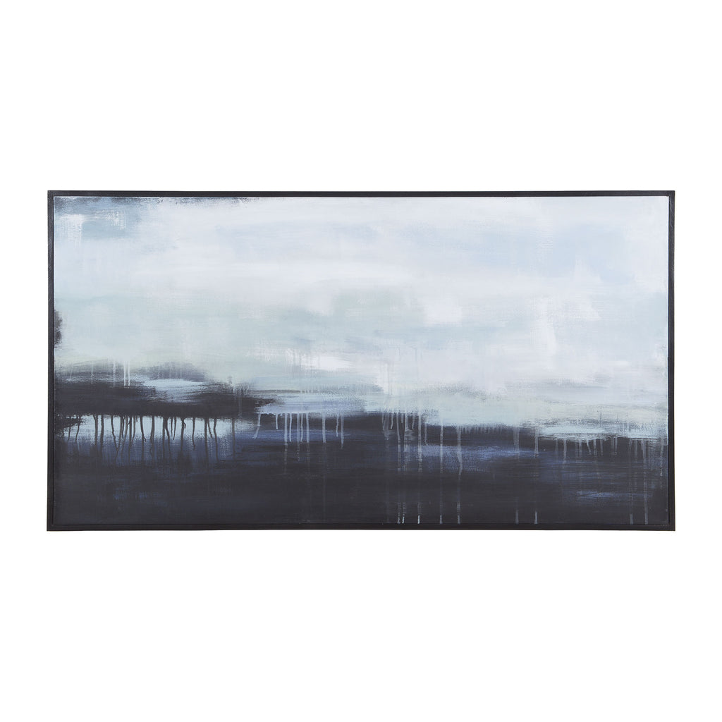 7011-379 Dark Strand 34-Inch Hand Painted Canvas Wall Decor with Black Mahogany Frame Wall Decor - RauFurniture.com