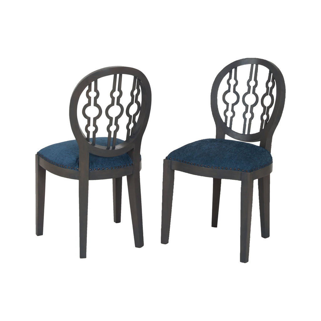 7011-631 Dimple Chair In Antique Smoke And Navy Fabric Chair - RauFurniture.com