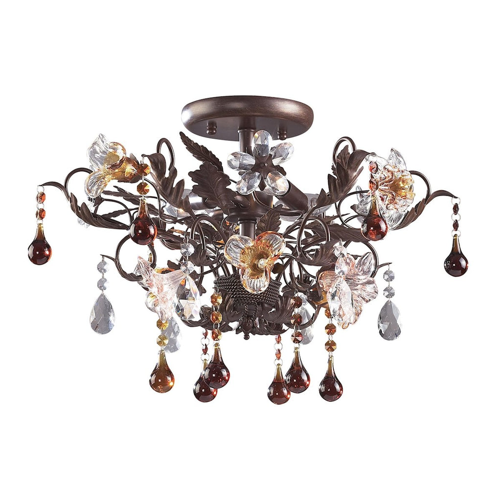 Cristallo Fiore - Semi Flush Mount - Deep Rust