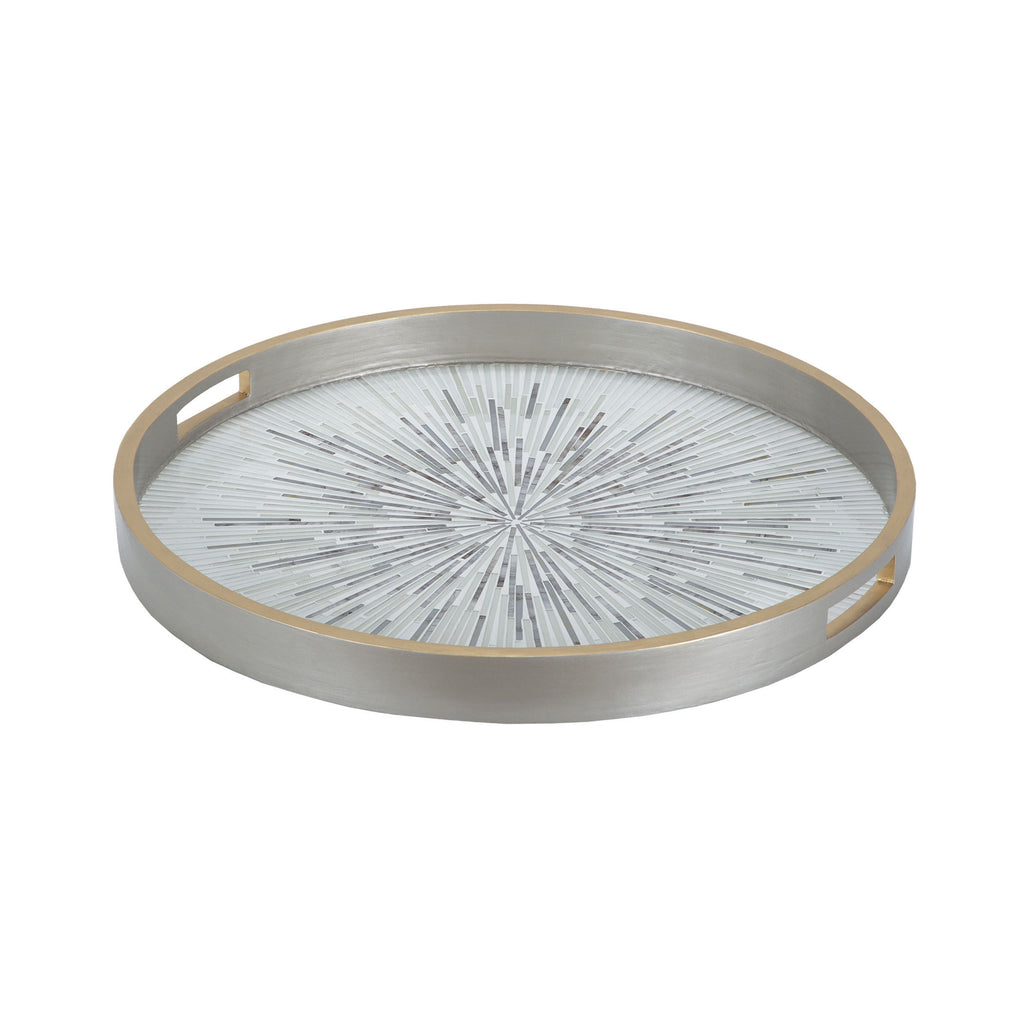 7159-061 Carraway Tray In Galashields Gold And White - Free Shipping! Tray - RauFurniture.com