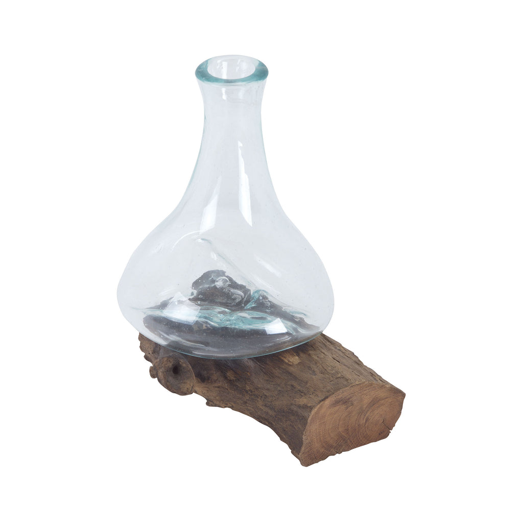 7163-075 Jetsam Teak Root And Glass Vessel - Tall Jar/Bottle - RauFurniture.com