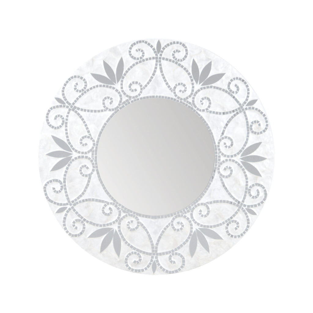 7163-077 Surrey Wall Mirror In Silver And White - Free Shipping! Mirror - RauFurniture.com