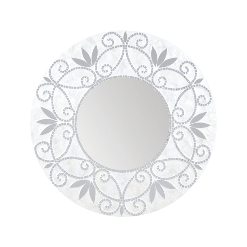 7163-077 Surrey Wall Mirror In Silver And White - Free Shipping! Mirror - RauFurniture.com