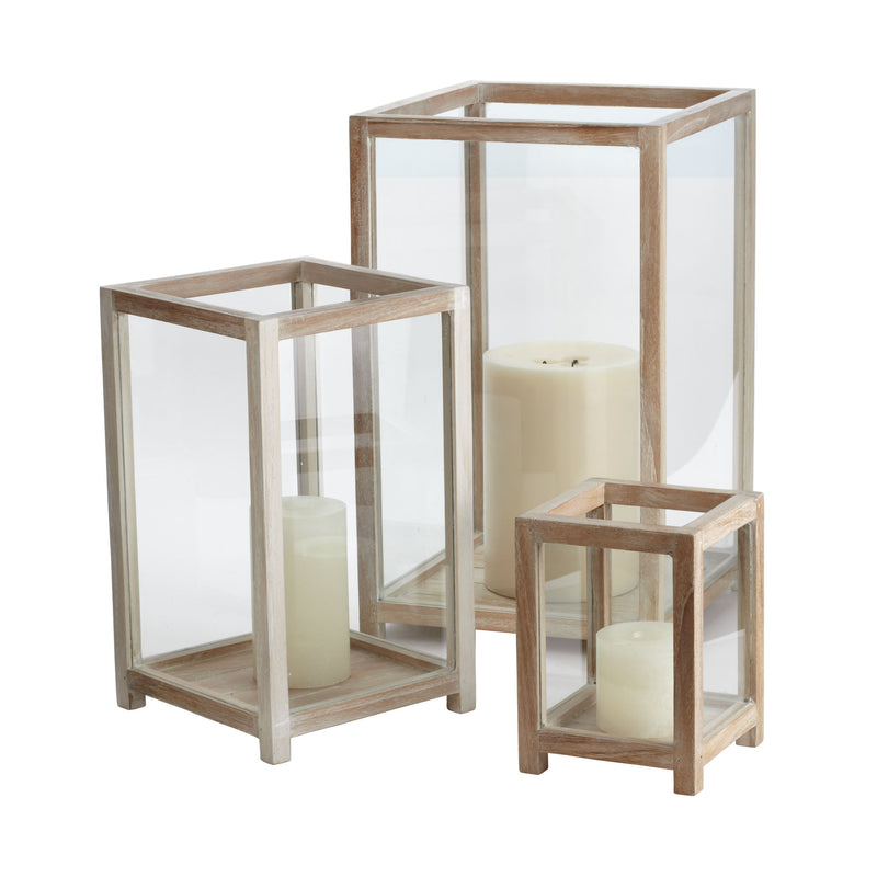 784054 Pepper Wood Box Hurricanes - Set of 3 Candle/Candle Holder - RauFurniture.com